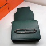 roulis 19cm 23cm Swift leather, malachite green, gold and silver buckle, hand-stitched beeswax thread